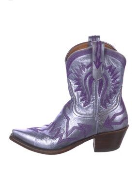 Miron Crosby Kids' Metallic Silver and Purple Lavender Western Cowboy Boot